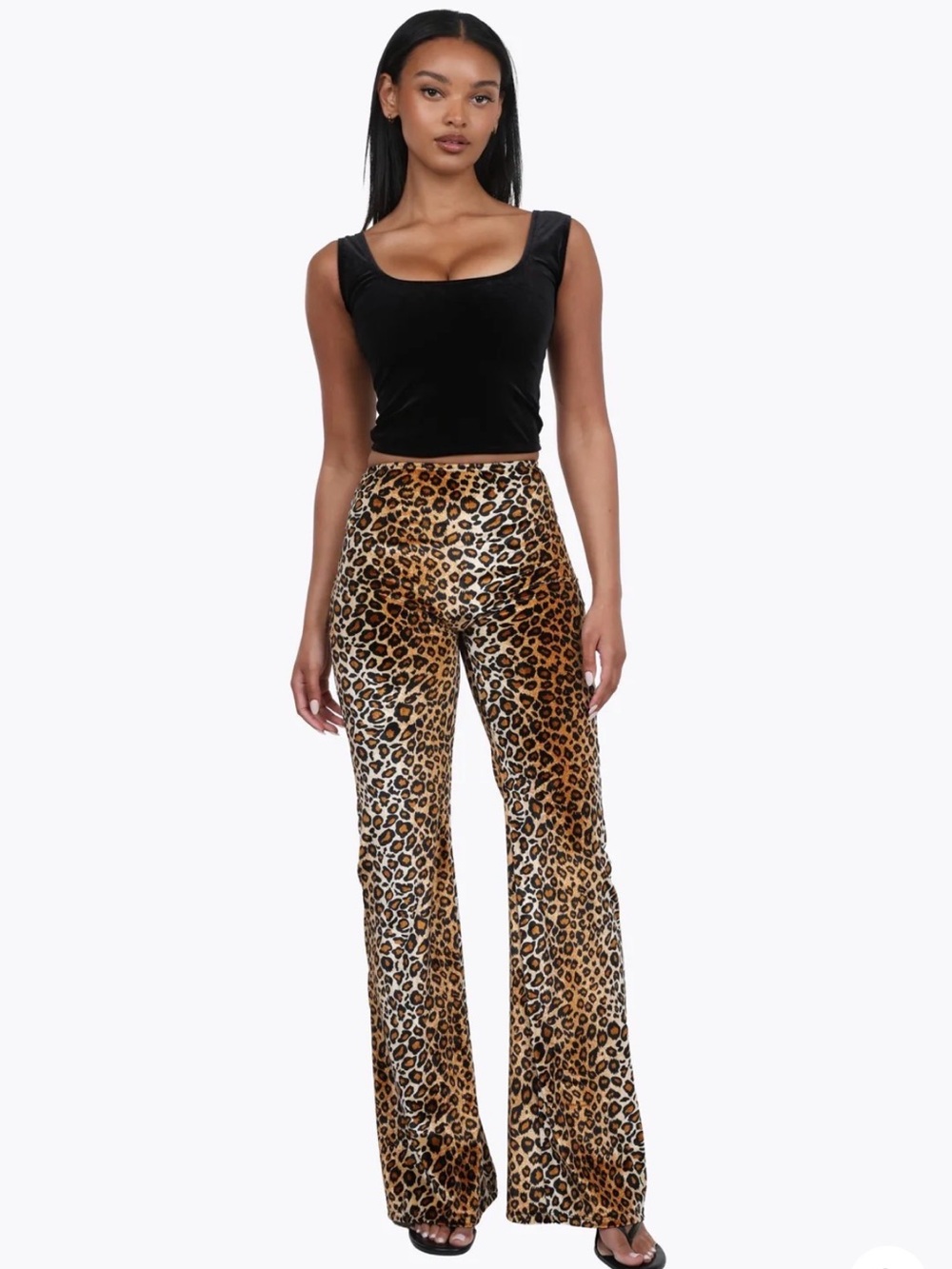 High-Waist Leopard Print Flare Leggings - Brown